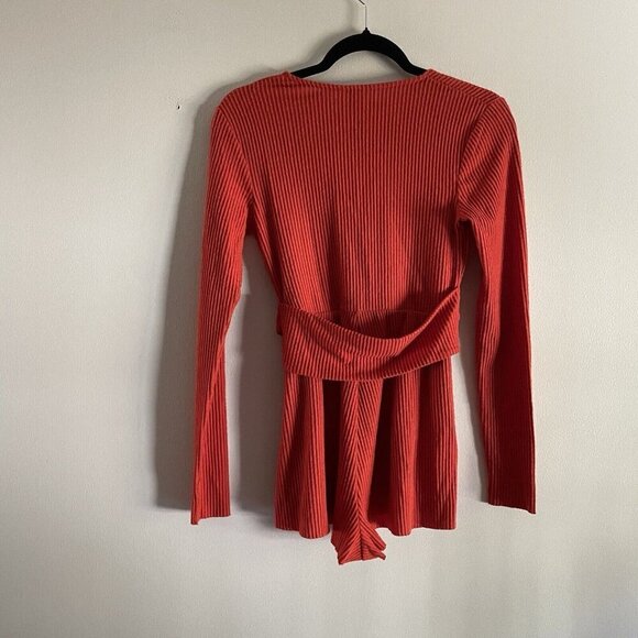 Out From Under Urban Outfitters Women S Red Ribbed Hanna Twist Front Romper - Picture 11 of 11